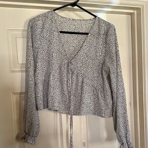 Polka Dot Dalmatian V-Neck Blouse